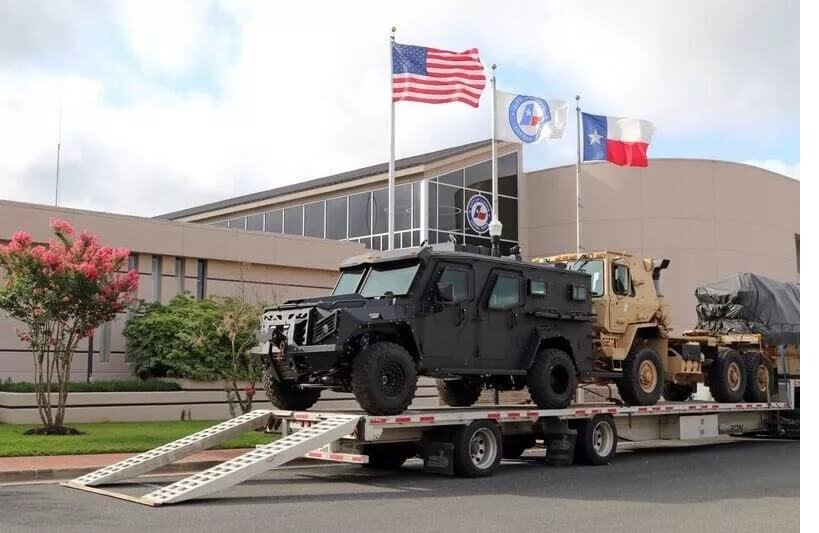 TAG Lufkin TX BATT-X Multiple Armored Trucks Transported Flags