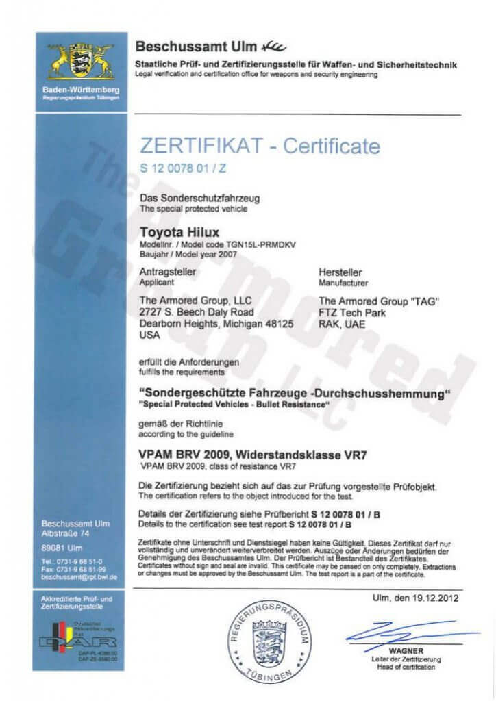 Hilux certification page 1
