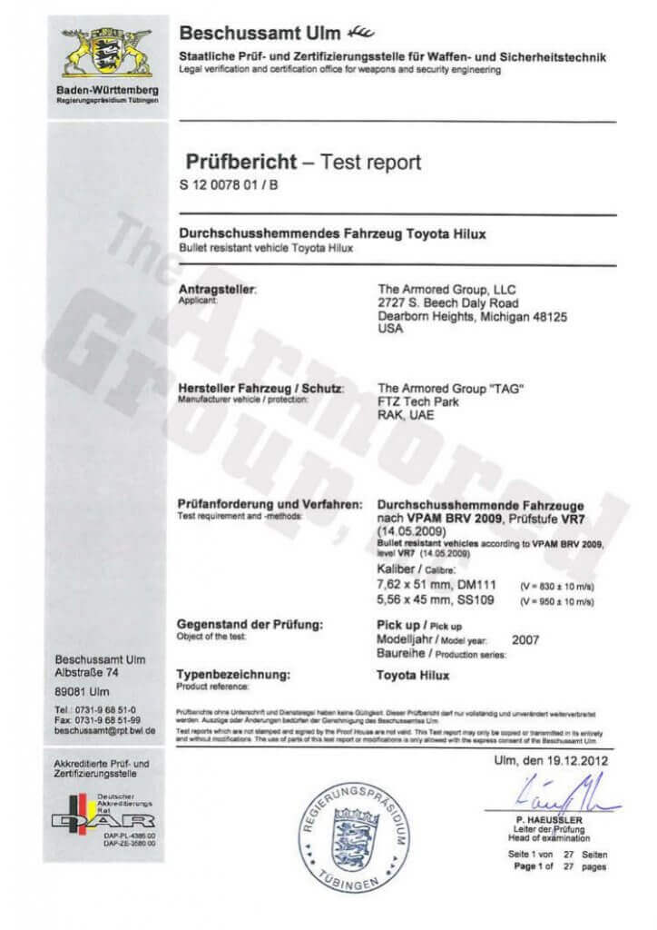 Hilux certification page 2